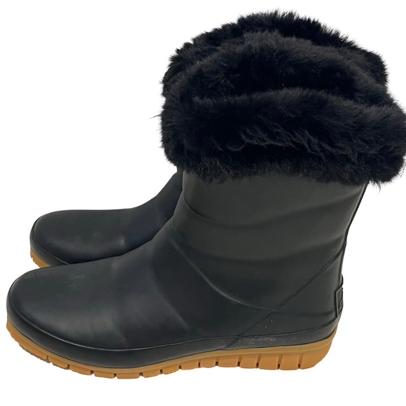 Joules Shoes - Joules Womens CHILTON Winter Boots Fur Trim Black Size US 9 UK7 Excellent Warm